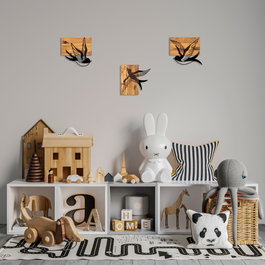 Wallity Free Birds - 333 Escultura de pared de madera y metal